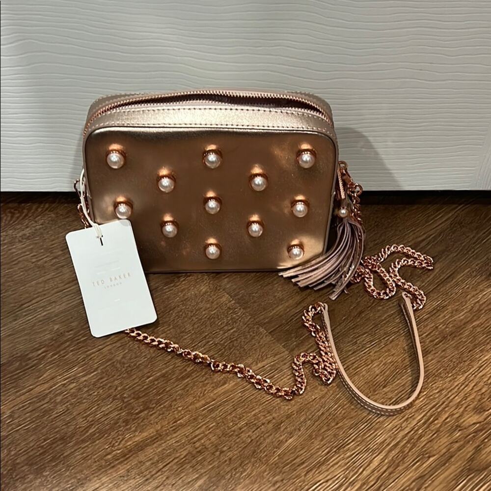 Ted Baker Gold Crossbody Bag with Studded Pearl Design
